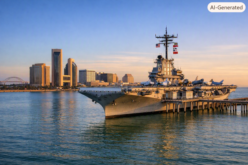 Image of the Lexington with Corpus Christi in the background.
