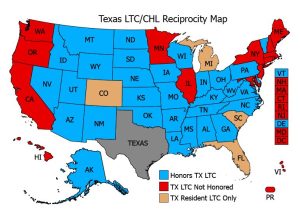 Texas LTC Reciprocity Map